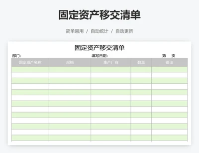 固定资产移交清单