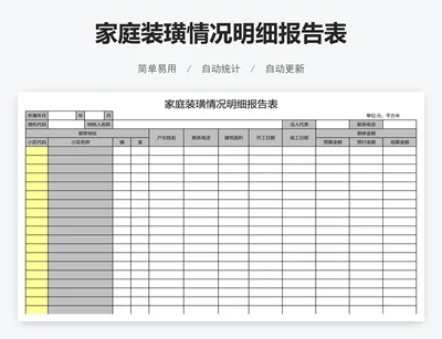 家庭装璜情况明细报告表