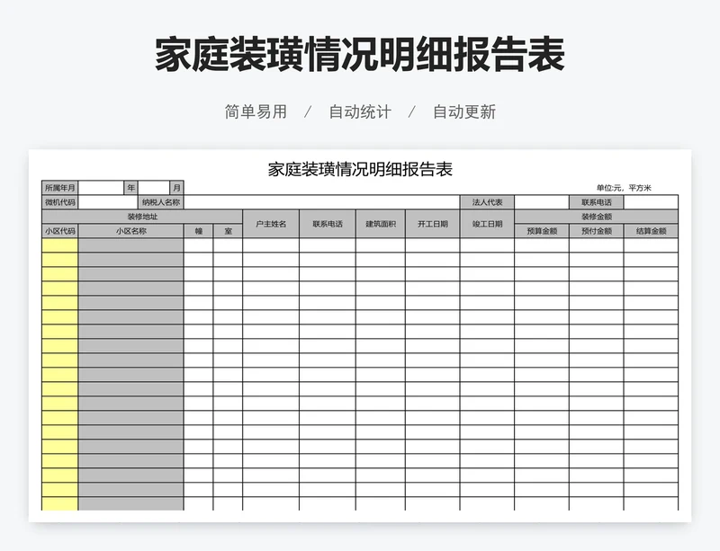 家庭装璜情况明细报告表