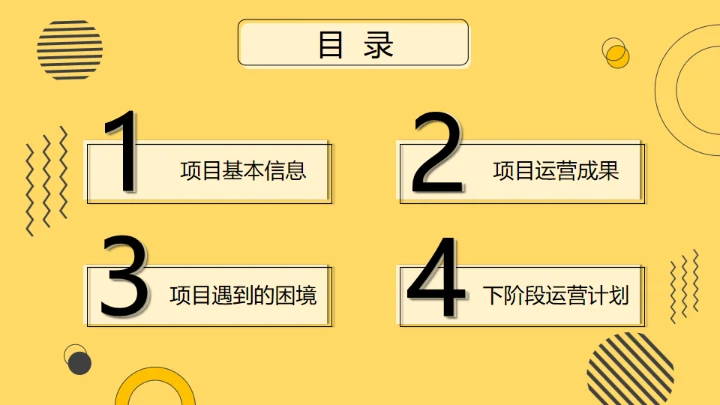 项目运营年终总结，黄色通用PPT模板