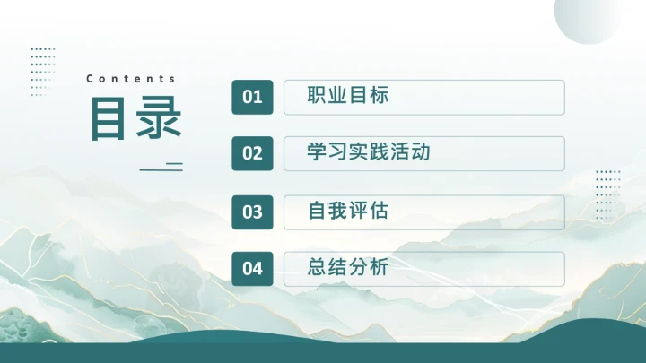 汉语言文学专业大学生职业生涯规划发展展示PPT模版