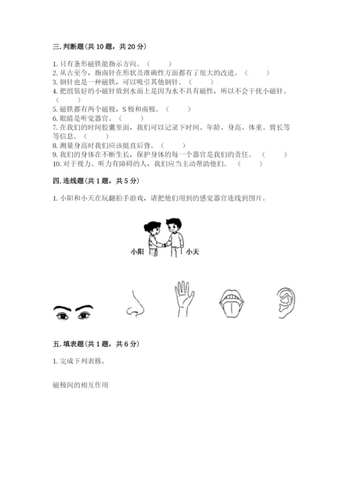 教科版二年级下册科学知识点期末测试卷（考试直接用）.docx