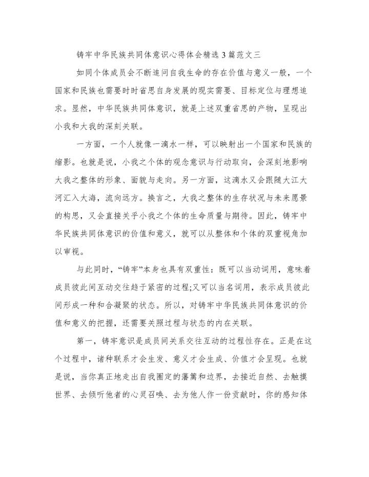 铸牢中华民族共同体意识心得体会精选3篇范文.docx