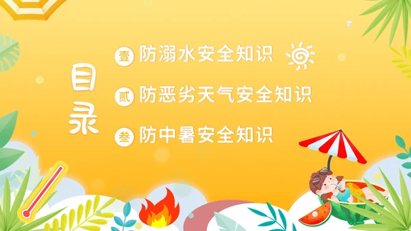 夏天安全注意事项夏天防溺水防雷电防高温防中暑PPT夏季