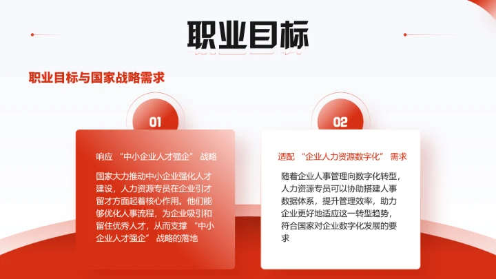 红色简约风大学生职业生涯规划职业生涯展示通用版PPT