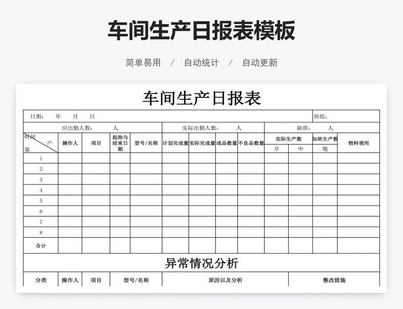 车间生产日报表模板