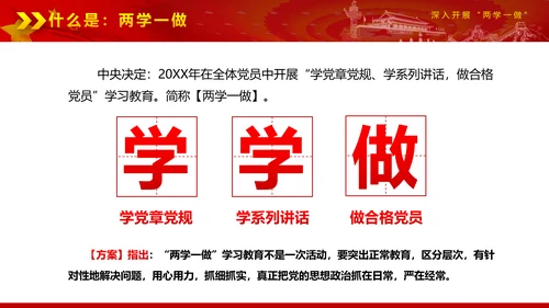 党政稳重大气两学一做动态PPT
