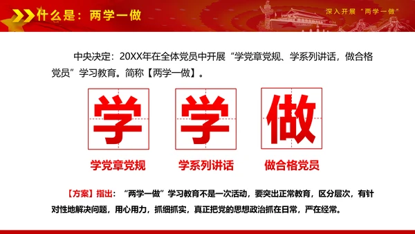 党政稳重大气两学一做动态PPT