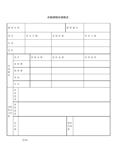 在职训练培训报表