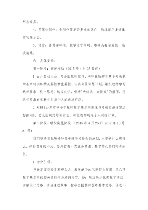 幼儿园教师教学基本功训练与考核实施方案