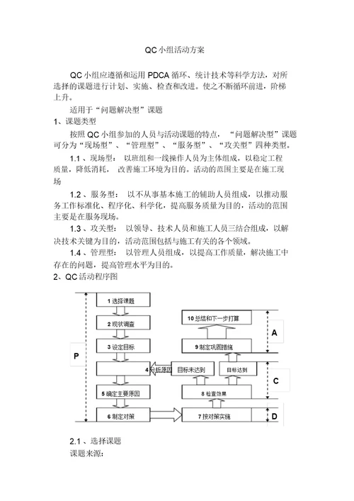 qc小组活动方案