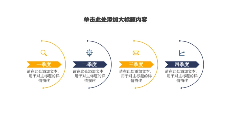 商务蓝橙4项时间轴单页PPT模板