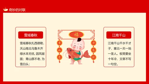 新年春节习俗对联文化，对联PPT模板