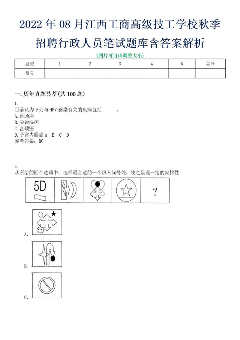 2022年08月江西工商高级技工学校秋季招聘行政人员笔试题库含答案解析0