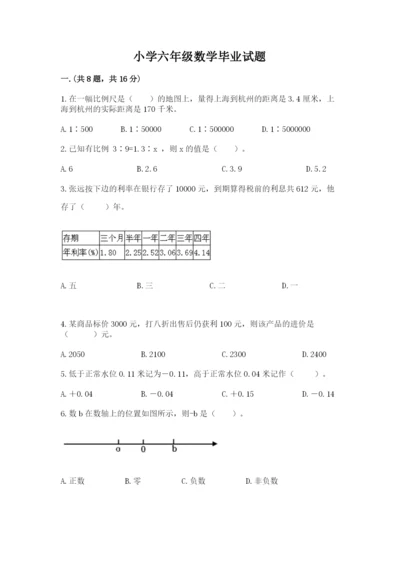 小学六年级数学毕业试题【巩固】.docx
