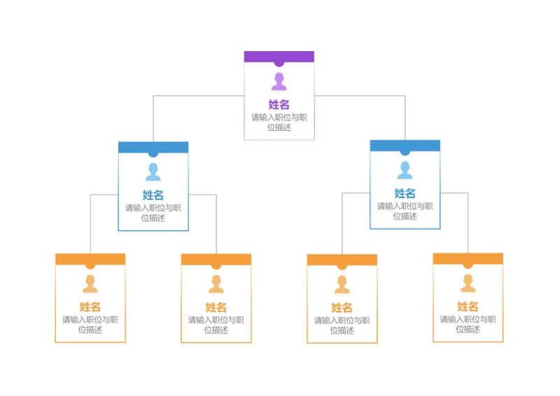 组织架构-彩色便签组织结构图word模板