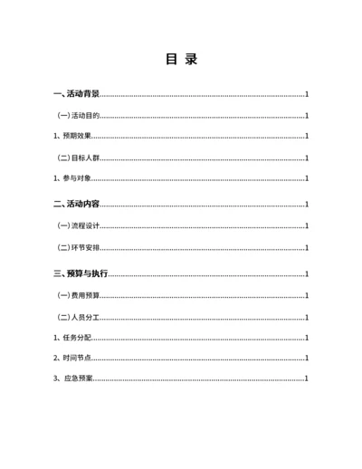 活动策划方案目录