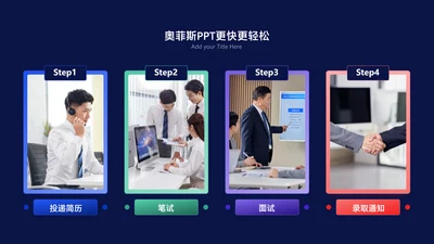 简约风递进关系4项PPT图文页