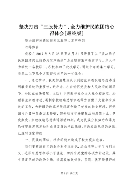 坚决打击“三股势力”,全力维护民族团结心得体会[最终版] (5).docx