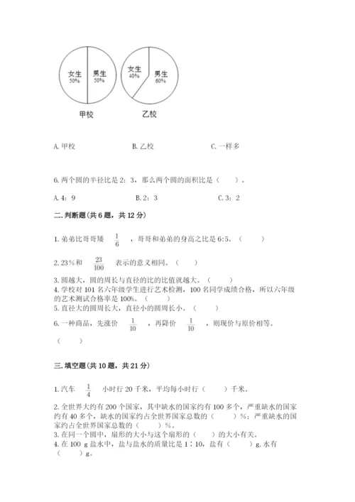 2022六年级上册数学期末测试卷【考点提分】.docx