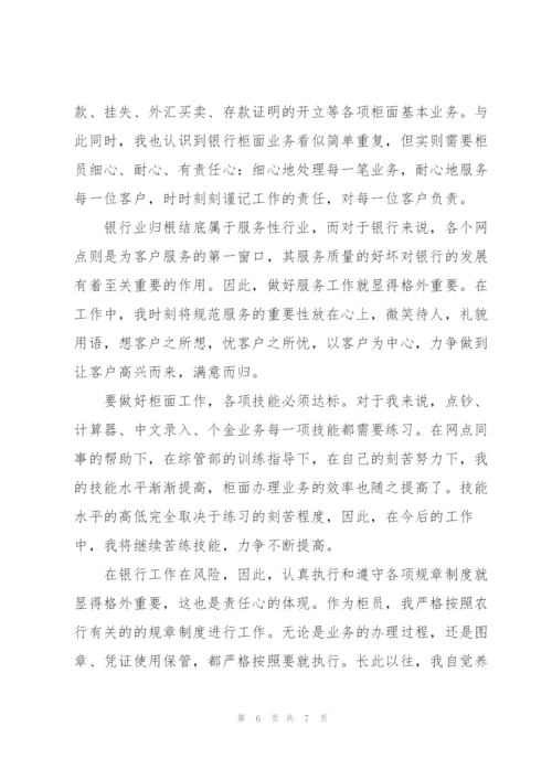 银行业务员个人转正工作总结范文.docx