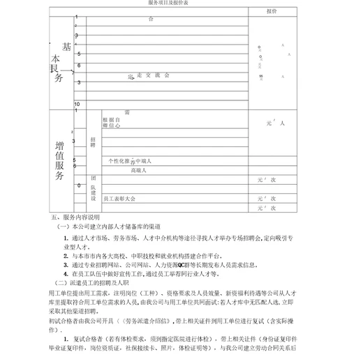 劳务派遣方案