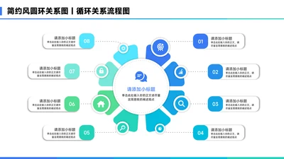 蓝色简约风8项圆环关系图PPT