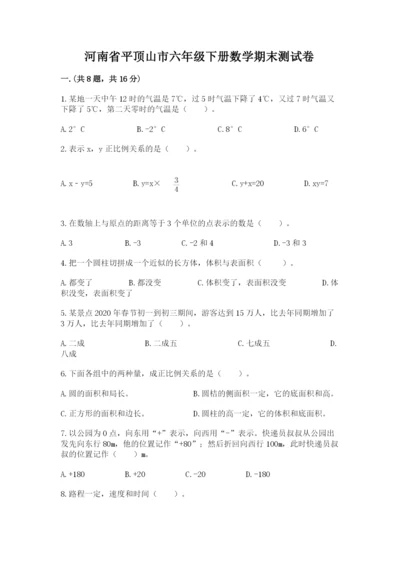 河南省平顶山市六年级下册数学期末测试卷精品（必刷）.docx