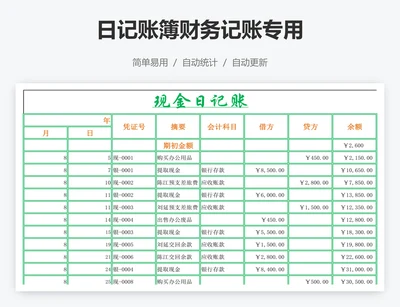 日记账簿财务记账专用