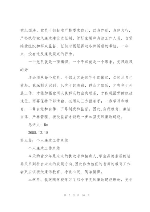 个人廉政工作总结.docx