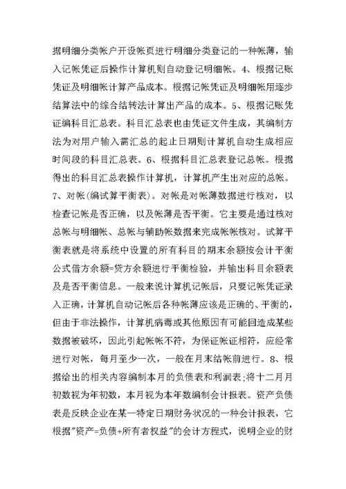 暑期会计实习报告XX字