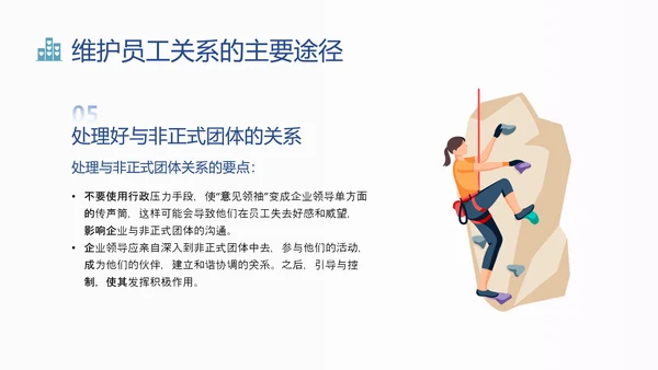蓝色扁平卡通员工关系维护培训PPT课件
