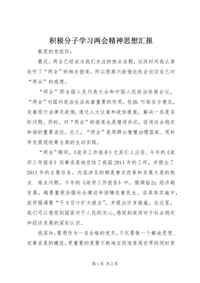 积极分子学习两会精神思想汇报.docx