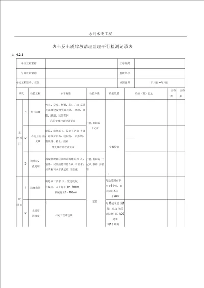 最新水利水电工程监理平行检测表格模板