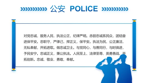 蓝色大气交警执勤执法PPT动态模板