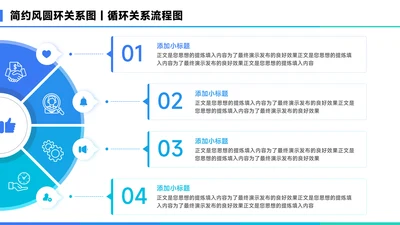 蓝色简约风项半圆环总分关系图PPT
