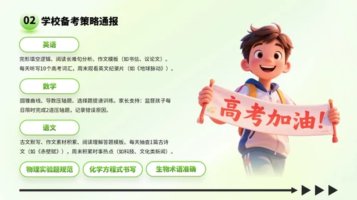 绿色弥散风格高考家长会：助力孩子冲刺高考PPT模板