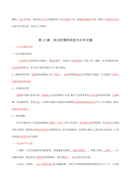 七下期中复习核心考点扫描（第1-13课） - 2023-2024学年七年级历史下学期期中考点大串讲（