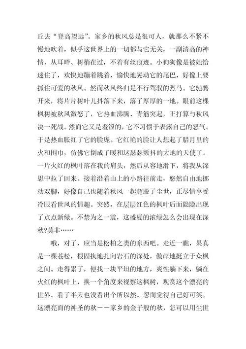 2024年我喜欢秋天优秀作文700字左右初中