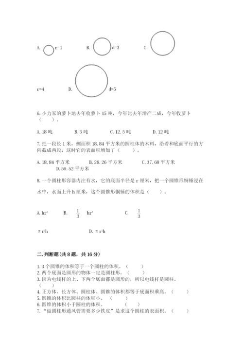 苏教版六年级下册数学期中测试卷（实用）.docx