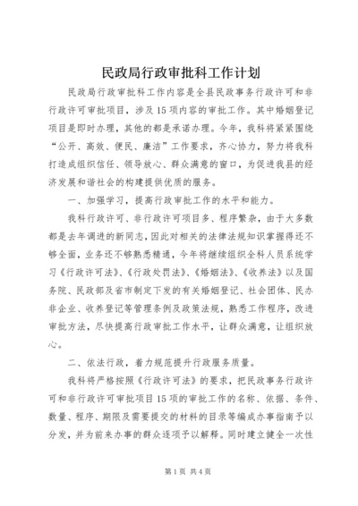 民政局行政审批科工作计划.docx