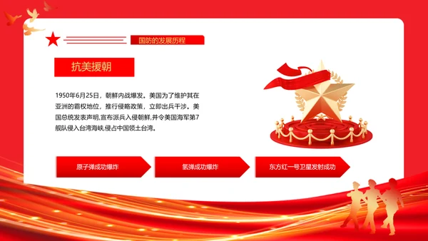 全民国防教育日红旗五角星PPT模板