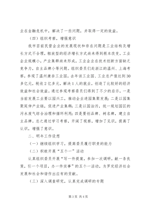 市政协经贸专委会工作总结及工作计划.docx