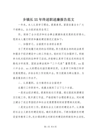 乡镇长某年终述职述廉报告范文.docx