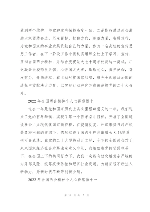 2022年全国“两会”精神个人心得感悟11篇.docx