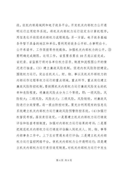 关于全省规范机关内部权力运行现场会议精神传达贯彻意见 (2).docx