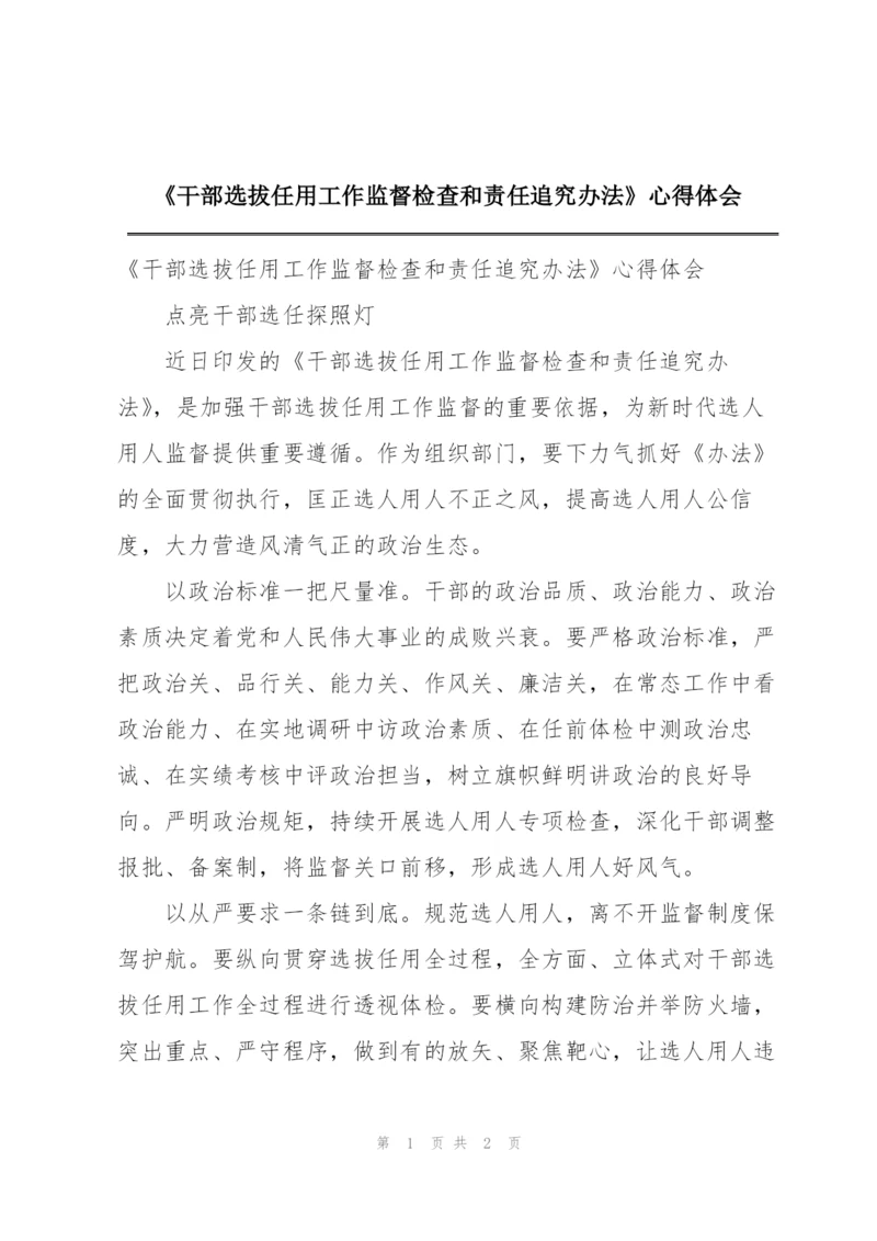 《干部选拔任用工作监督检查和责任追究办法》心得体会.docx