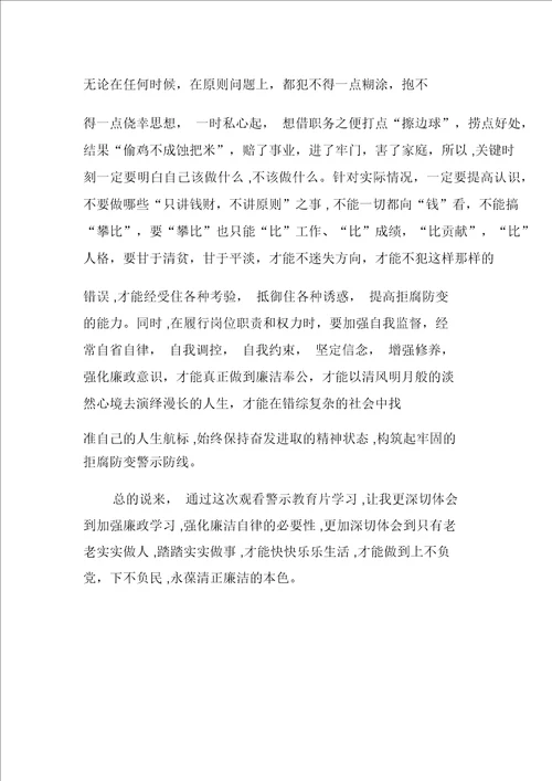 廉政警示教育片观后心得体会