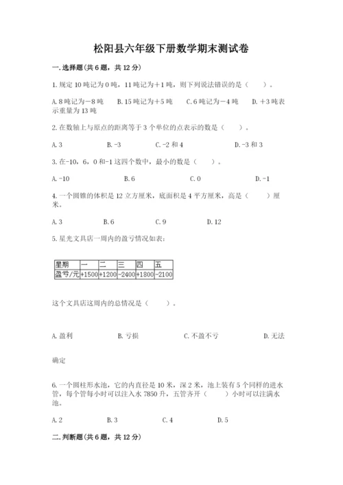松阳县六年级下册数学期末测试卷（名师推荐）.docx