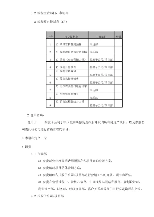 营销专题策划与销售控制管理标准流程